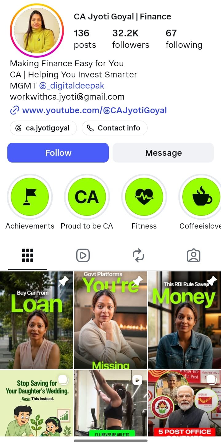 CA Jyoti Goyal — Instagram growth with Orgix Media