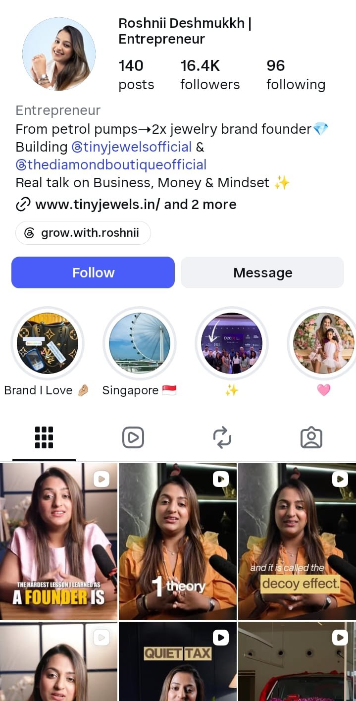 Roshnii Deshmukkh — Instagram growth with Orgix Media