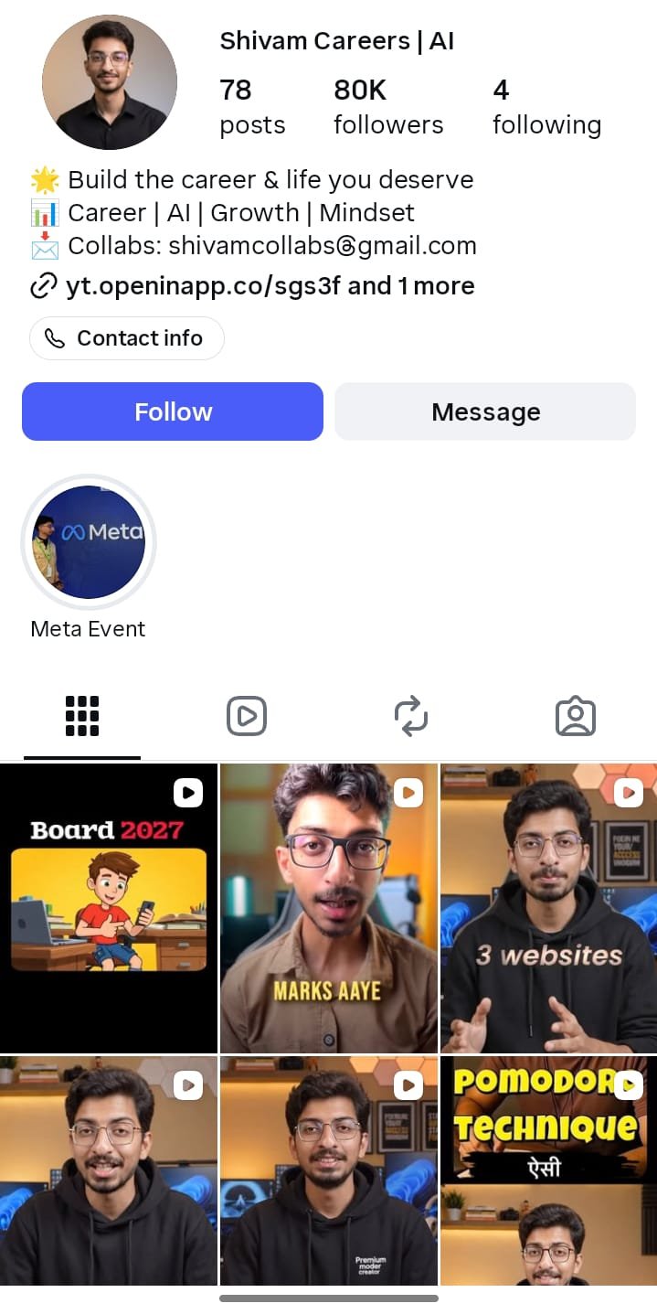 Shivam Careers — Instagram growth with Orgix Media